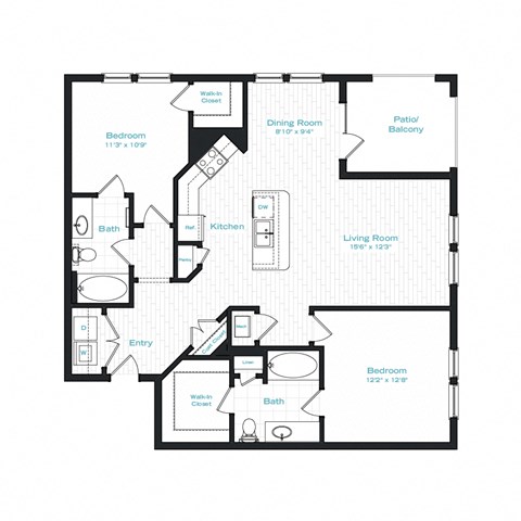 bedroom floor plan | luxury apartments in towson md | the southerly